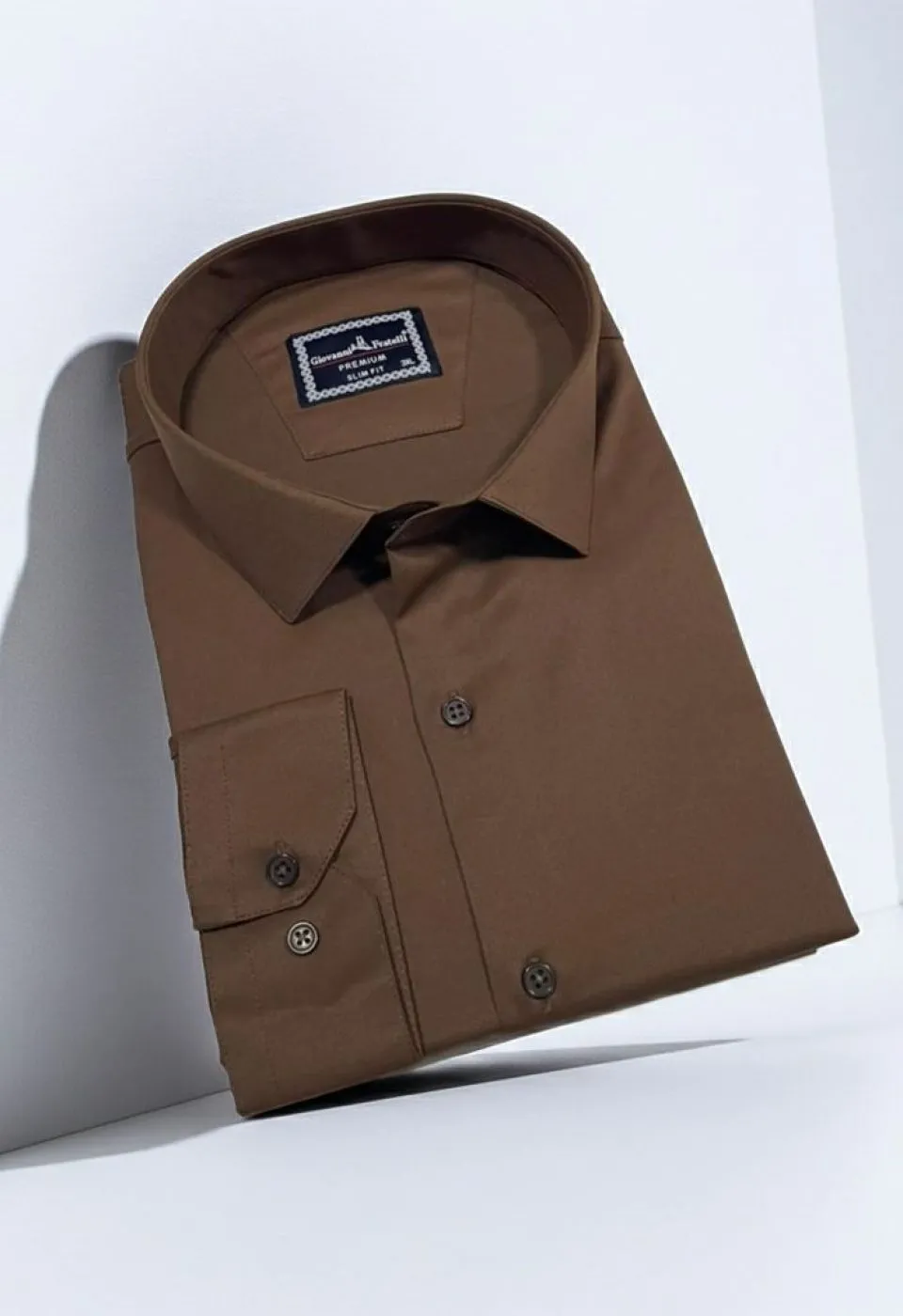 Büyük Beden Slim Fit Uzun Kol Düz Renk Saten Erkek Gömlek 4GMK313039021
