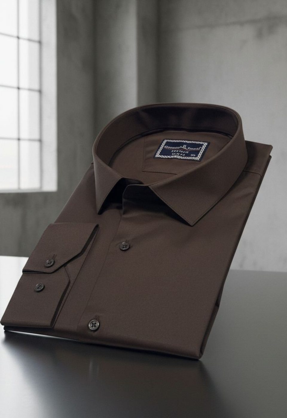 Büyük Beden Slim Fit Uzun Kol Düz Renk Saten Erkek Gömlek 4GMK313039023