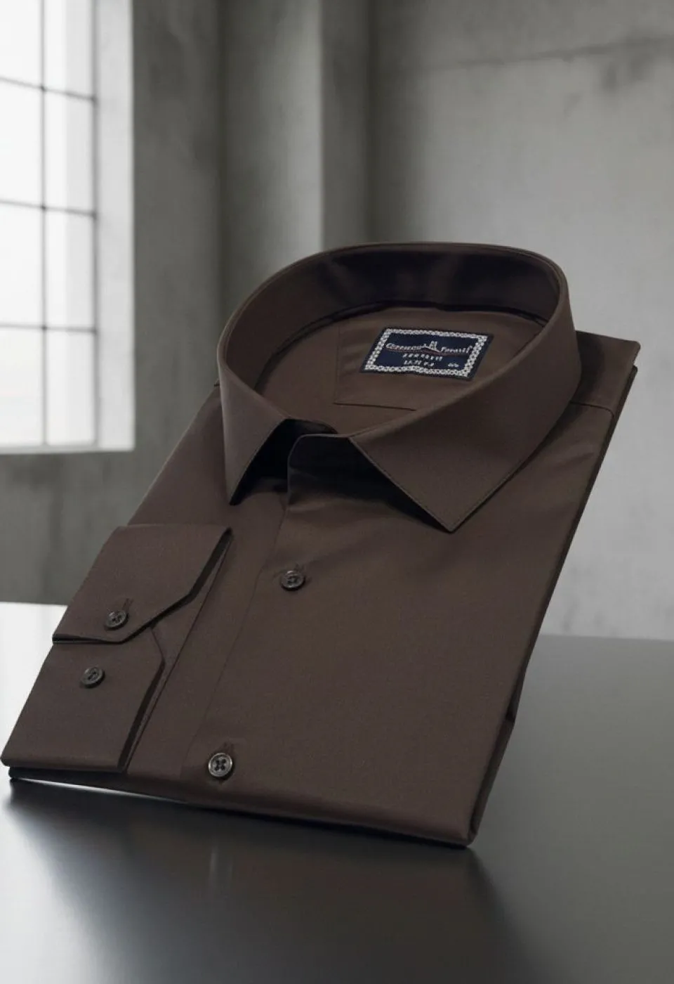 Büyük Beden Slim Fit Uzun Kol Düz Renk Saten Erkek Gömlek 4GMK313039023