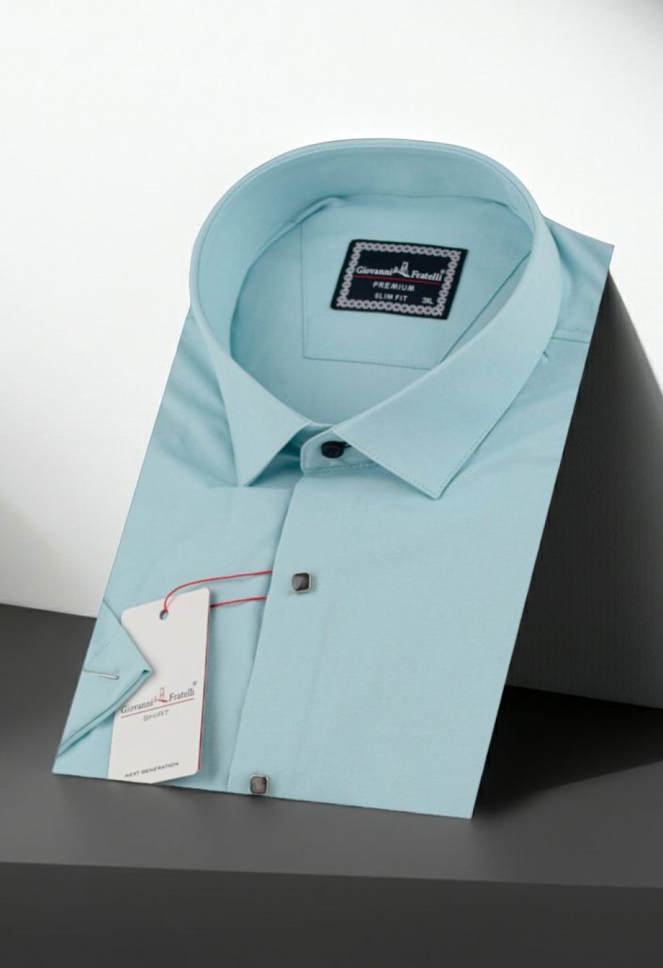 Büyük Beden Slim Fit Kısa Kol Oxford Düz Renk Erkek Gömlek 4GMK313048007 - Giovanni Fratelli