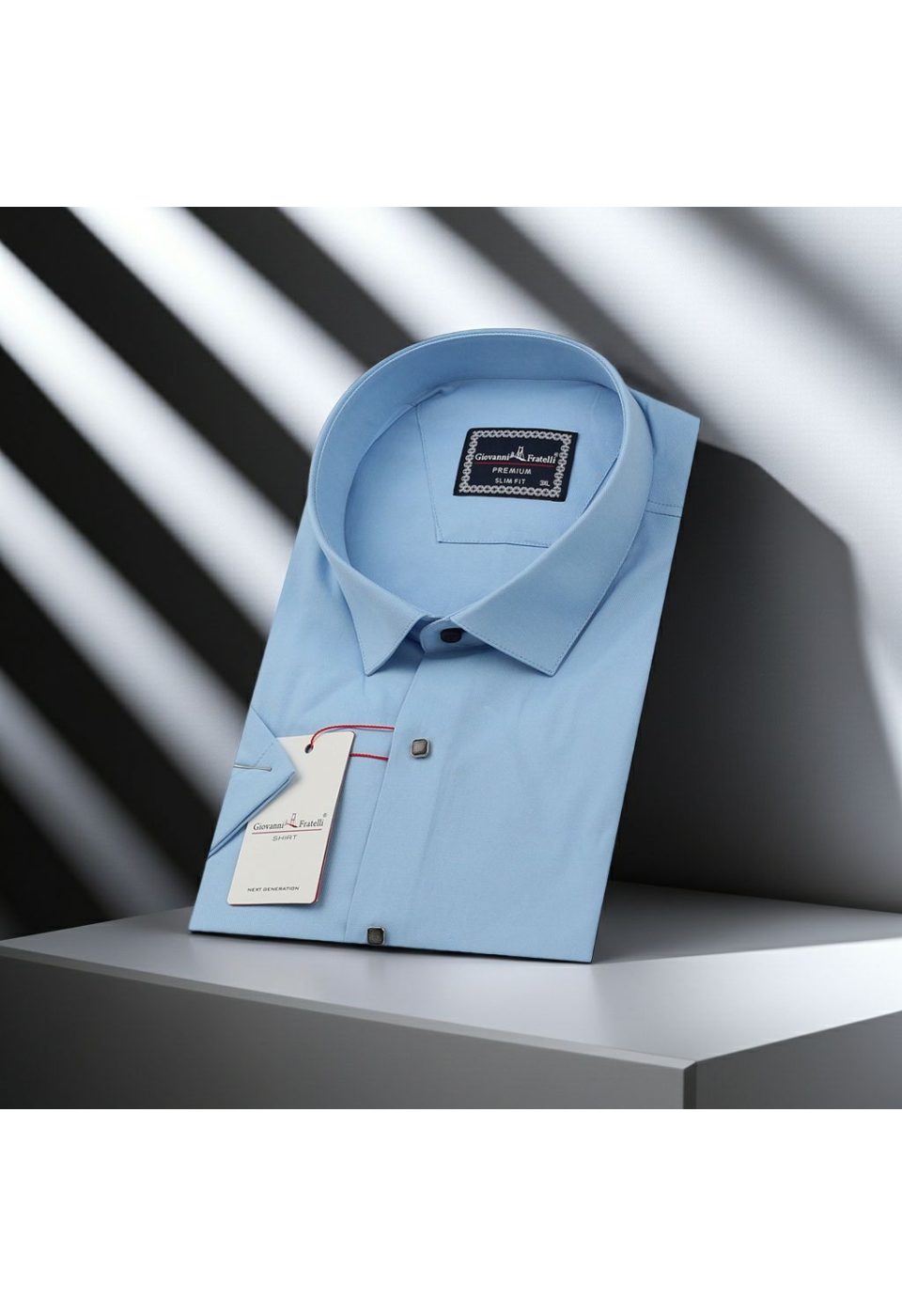 Büyük Beden Slim Fit Kısa Kol Oxford Düz Renk Erkek Gömlek 4GMK313048009 - Giovanni Fratelli
