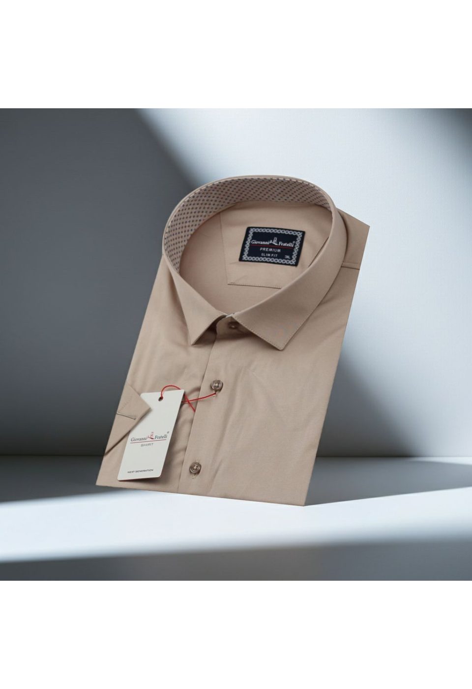 Büyük Beden Slim Fit Kısa Kol Düz Renk Erkek Gömlek 4GMK313049007 - Giovanni Fratelli