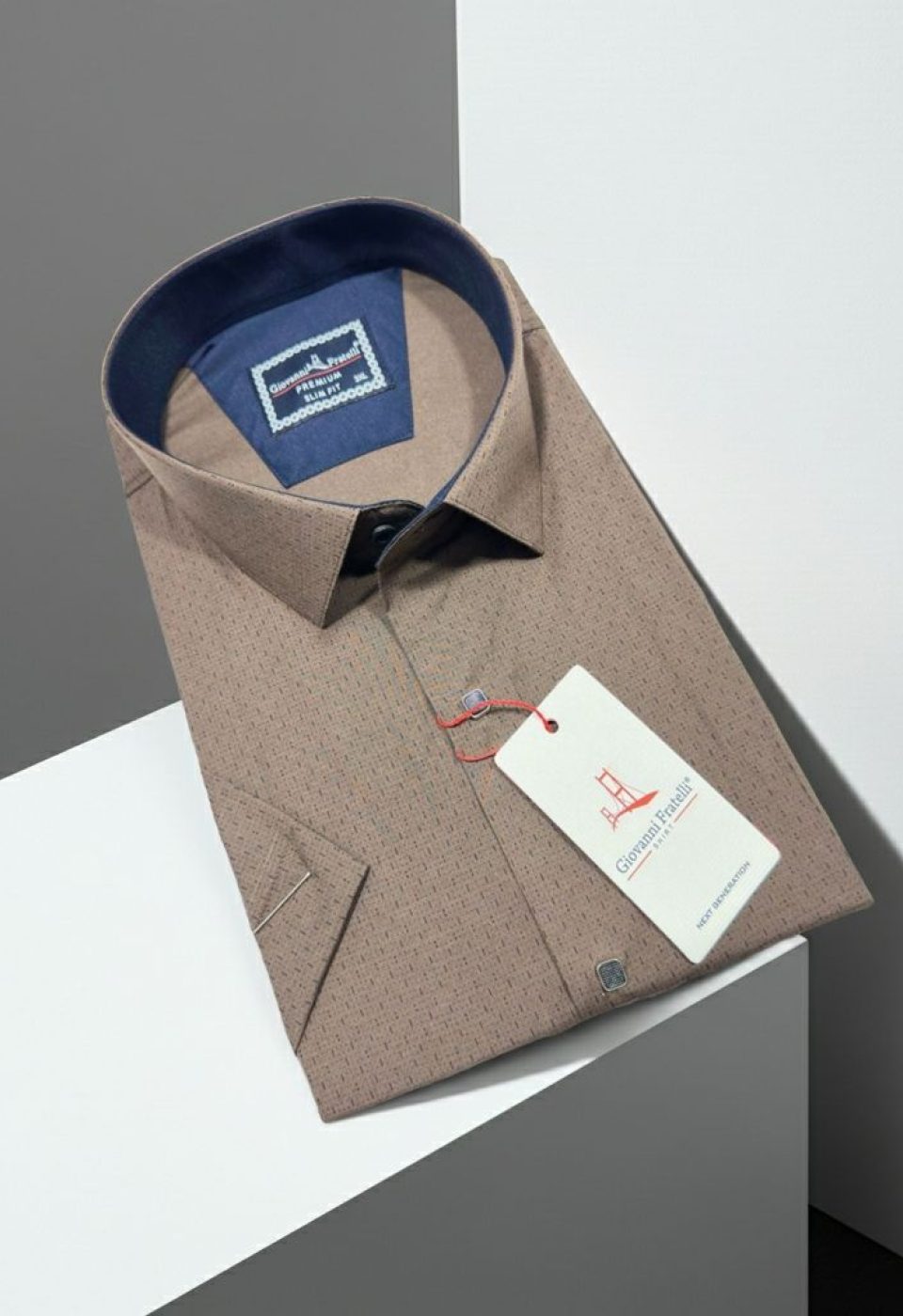 Büyük Beden Slim Fit Kısa Kol Desenli Erkek Gömlek 4GMK313057003