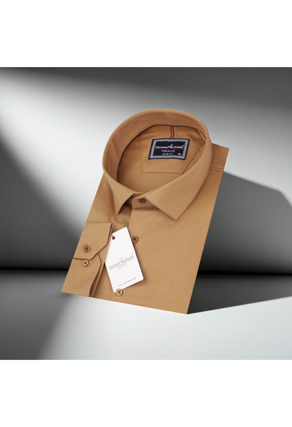 Büyük Beden Slim Fit Uzun Kol Düz Renk Saten Erkek Gömlek 4GMK313060010 - Giovanni Fratelli