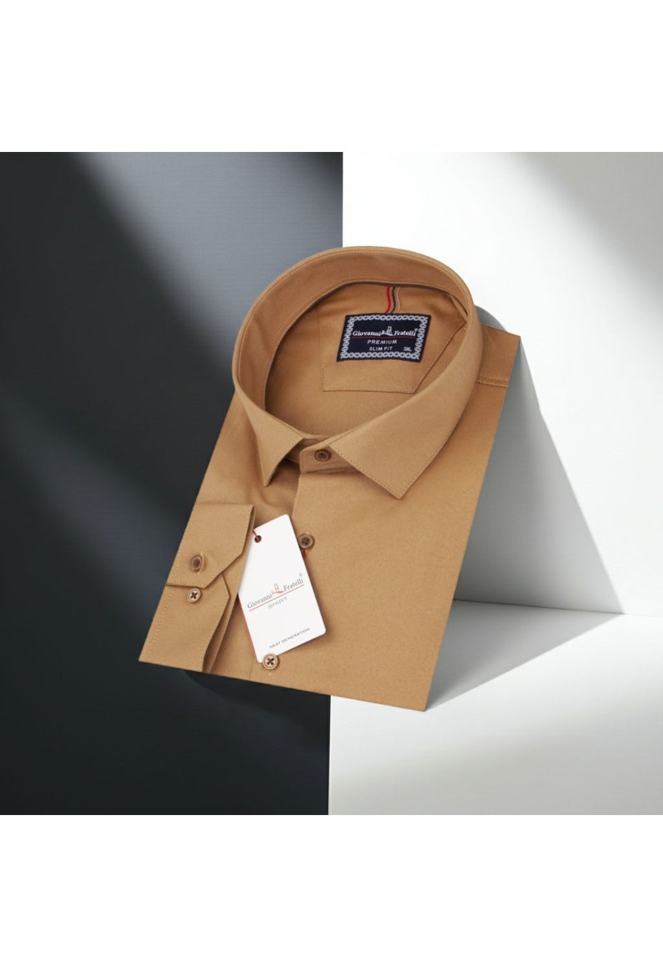 Büyük Beden Slim Fit Uzun Kol Düz Renk Saten Erkek Gömlek 4GMK313060010 - Giovanni Fratelli