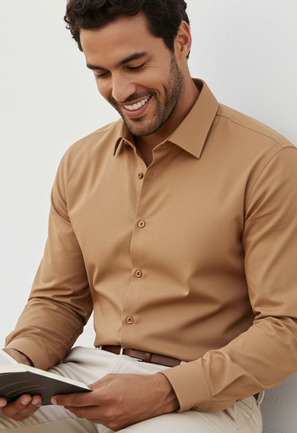 Büyük Beden Slim Fit Uzun Kol Düz Renk Saten Erkek Gömlek 4GMK313060010 - Giovanni Fratelli