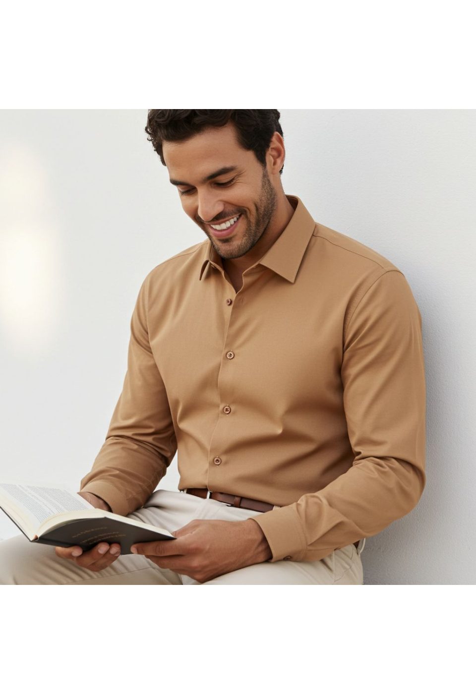 Büyük Beden Slim Fit Uzun Kol Düz Renk Saten Erkek Gömlek 4GMK313060010 - Giovanni Fratelli