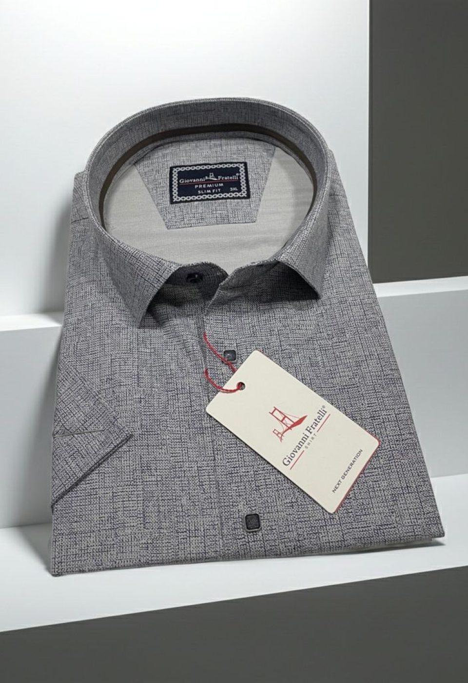 Büyük Beden Slim Fit Kısa Kol Desenli Erkek Gömlek 4GMK313061002