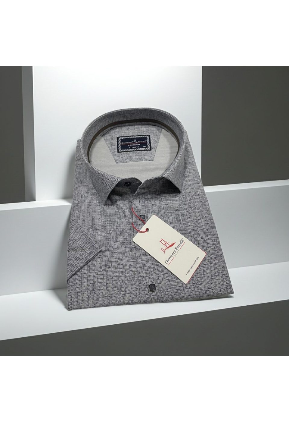 3061 BT CR K 002 Büyük Beden Slim Fit Kısa Kol Desenli Erkek Gömlek 4GMK313061002 - Giovanni Fratelli