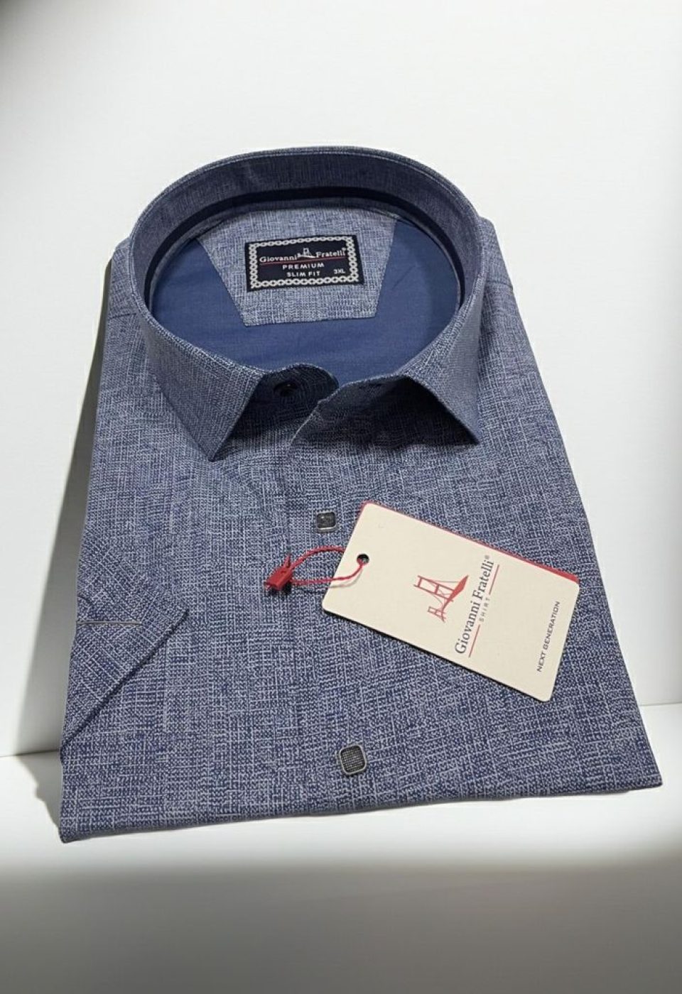 Büyük Beden Slim Fit Kısa Kol Desenli Erkek Gömlek 4GMK313061004