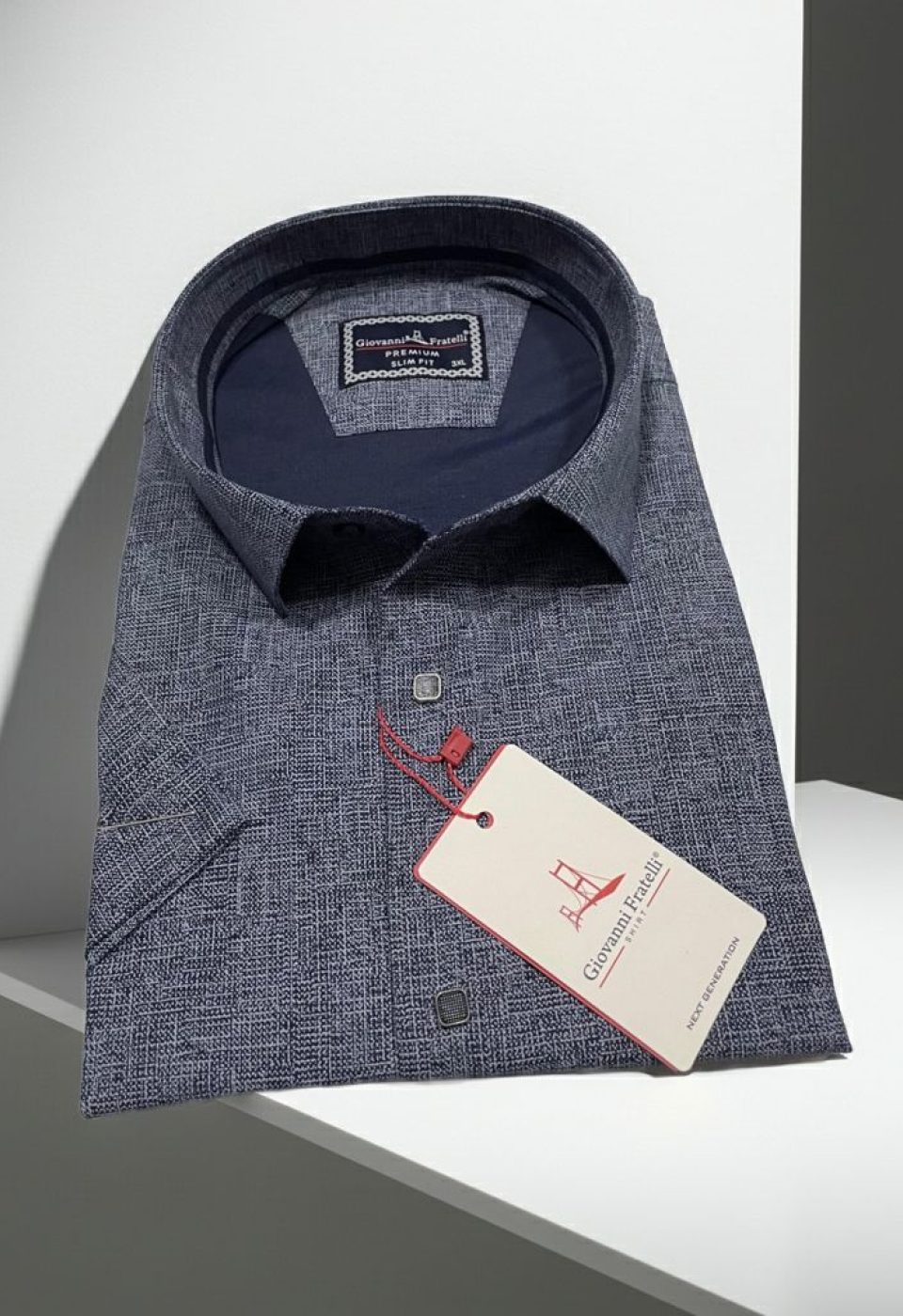 Büyük Beden Slim Fit Kısa Kol Desenli Erkek Gömlek 4GMK313061007