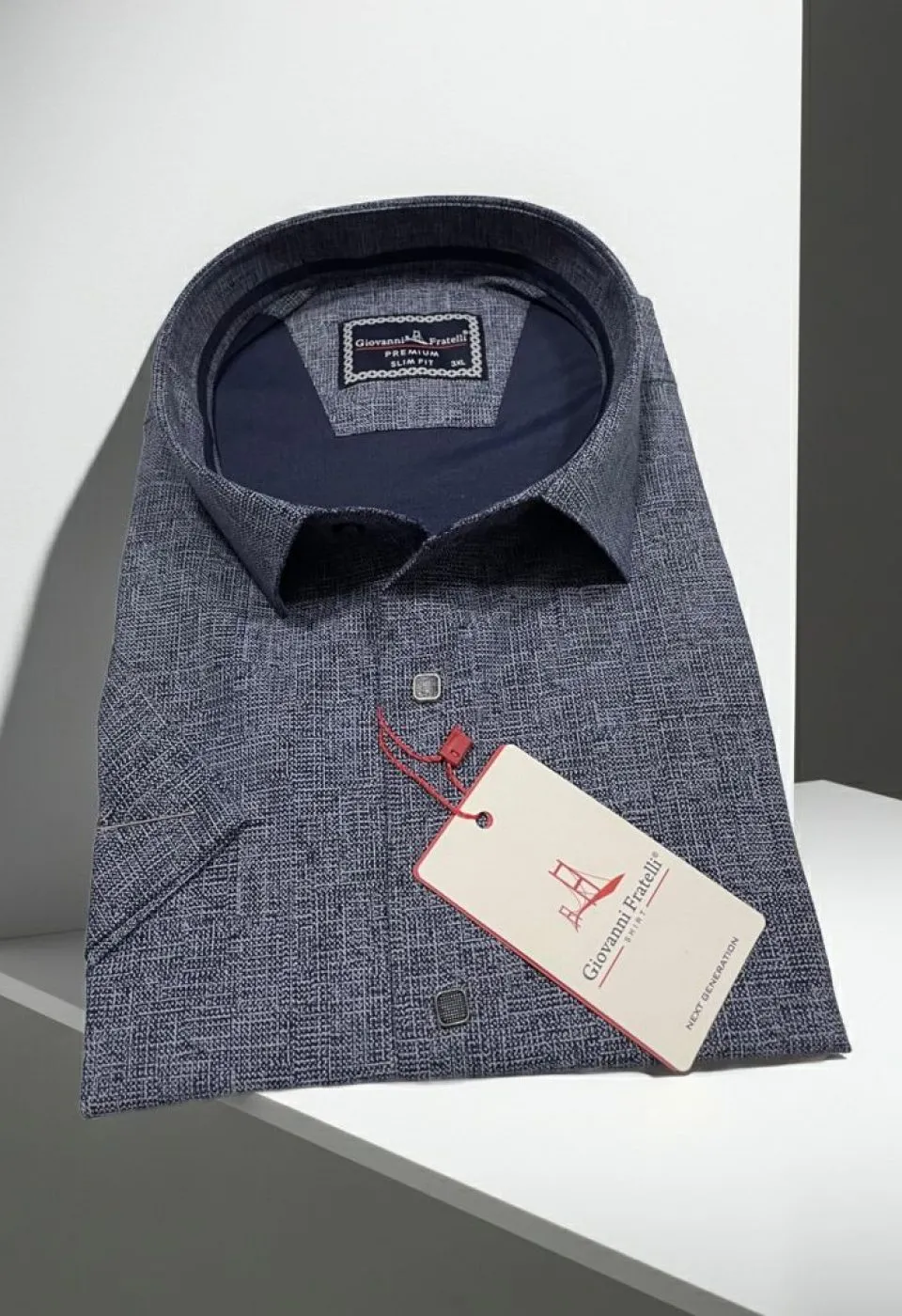 Büyük Beden Slim Fit Kısa Kol Desenli Erkek Gömlek 4GMK313061007