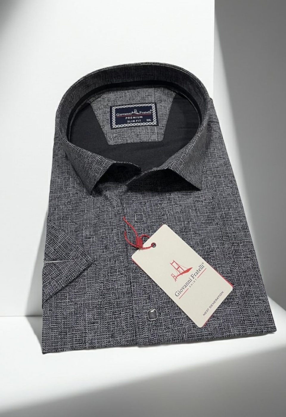 Büyük Beden Slim Fit Kısa Kol Desenli Erkek Gömlek 4GMK313061009