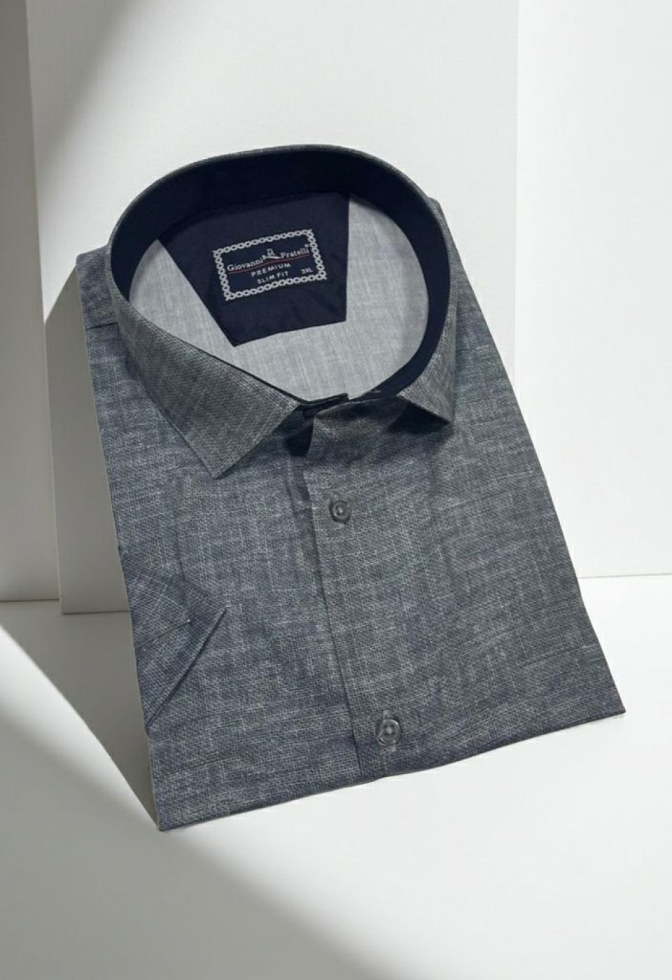 Büyük Beden Slim Fit Kısa Kol Desenli Kott Erkek Gömlek 4GMK313062003