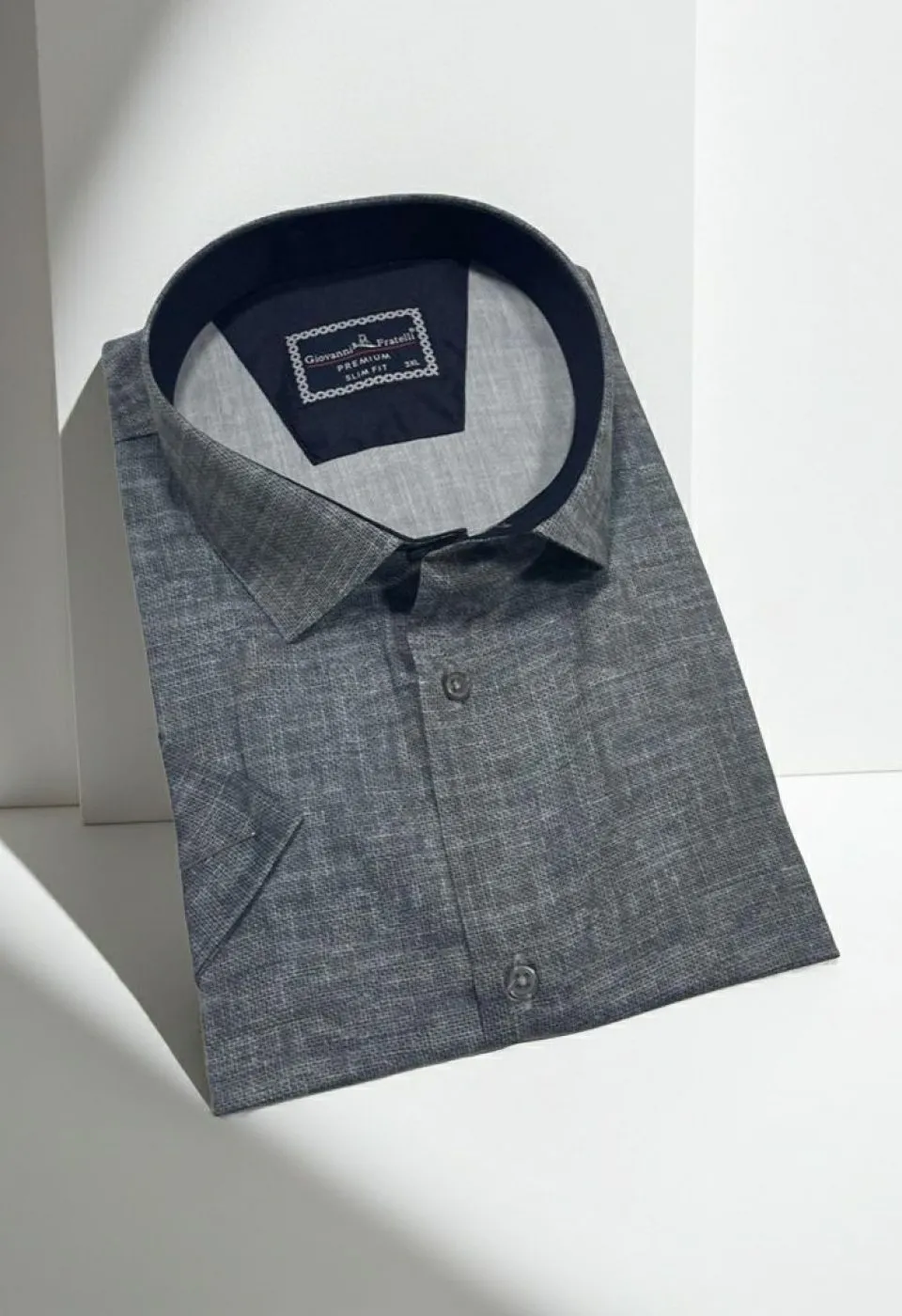 Büyük Beden Slim Fit Kısa Kol Desenli Kott Erkek Gömlek 4GMK313062003