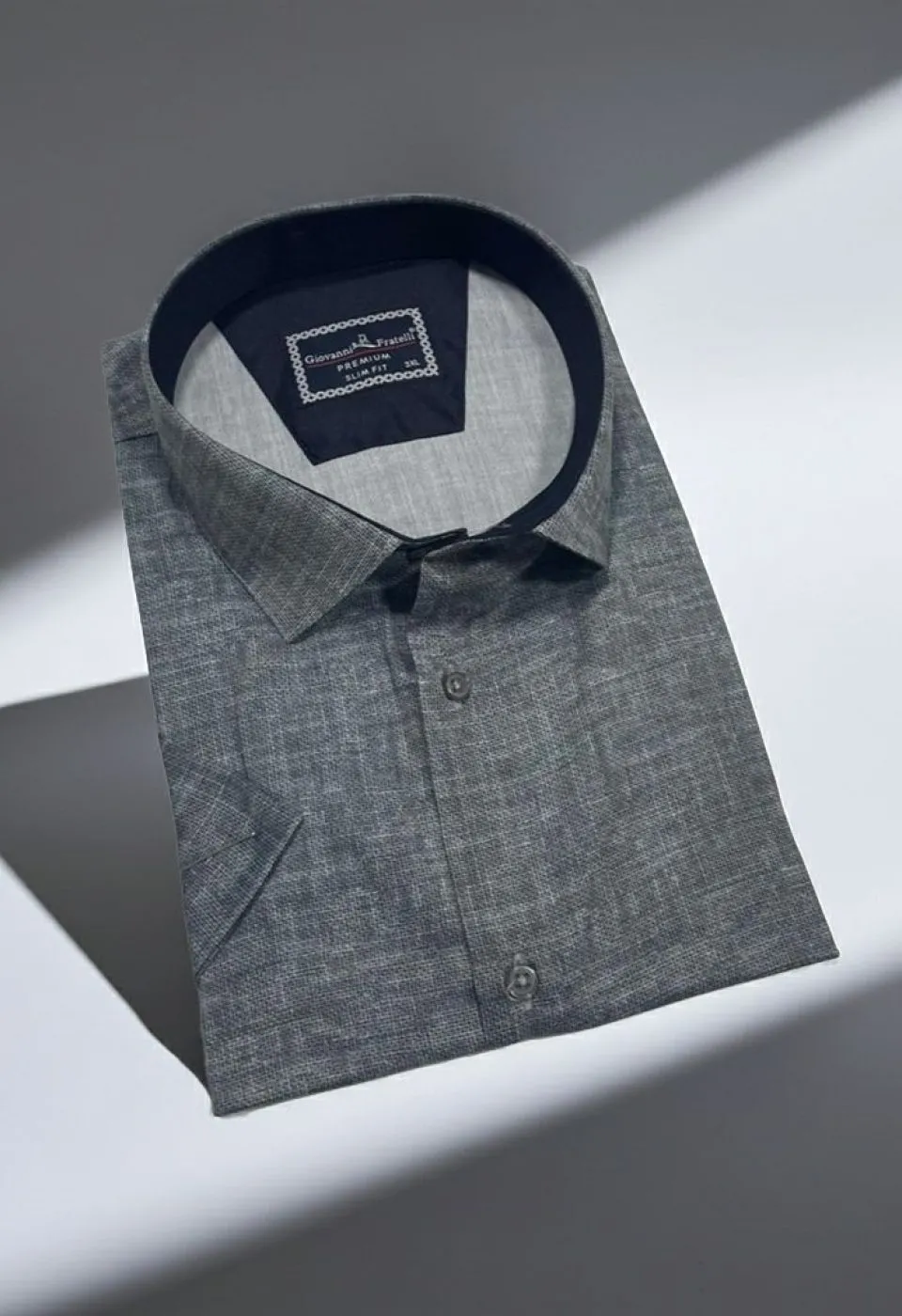 Büyük Beden Slim Fit Kısa Kol Desenli Kott Erkek Gömlek 4GMK313062003