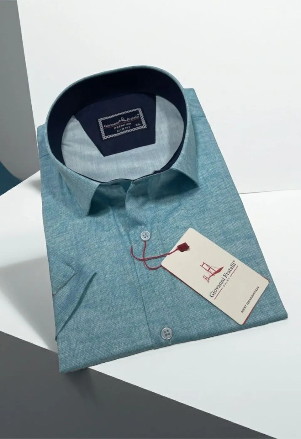 Büyük Beden Slim Fit Kısa Kol Desenli Kott Erkek Gömlek 4GMK313062004