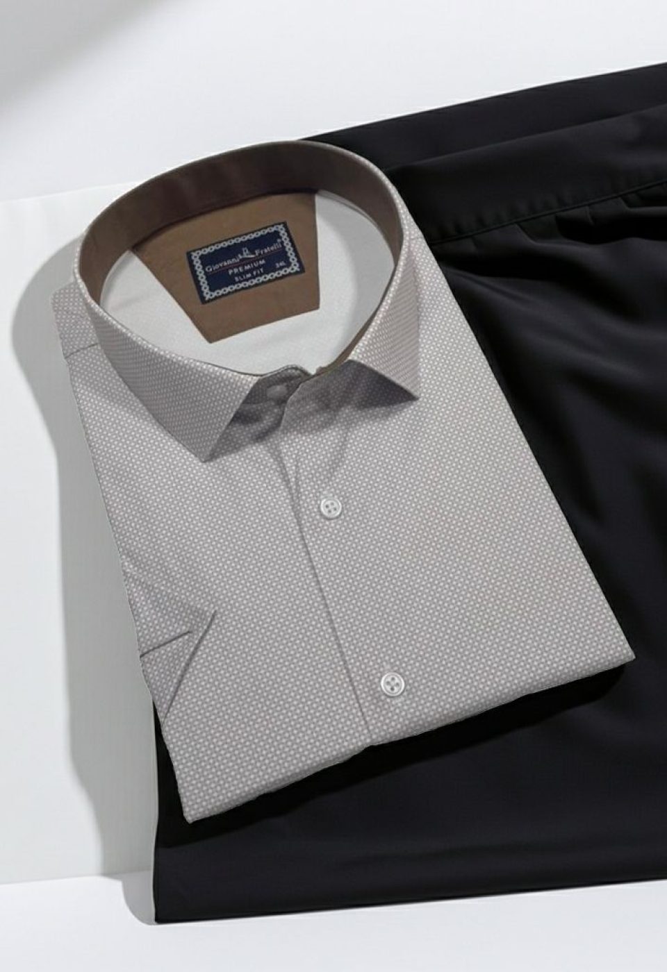 Büyük Beden Slim Fit Kısa Kol Desenli Renk Erkek Gömlek 4GMK313064002 - Giovanni Fratelli