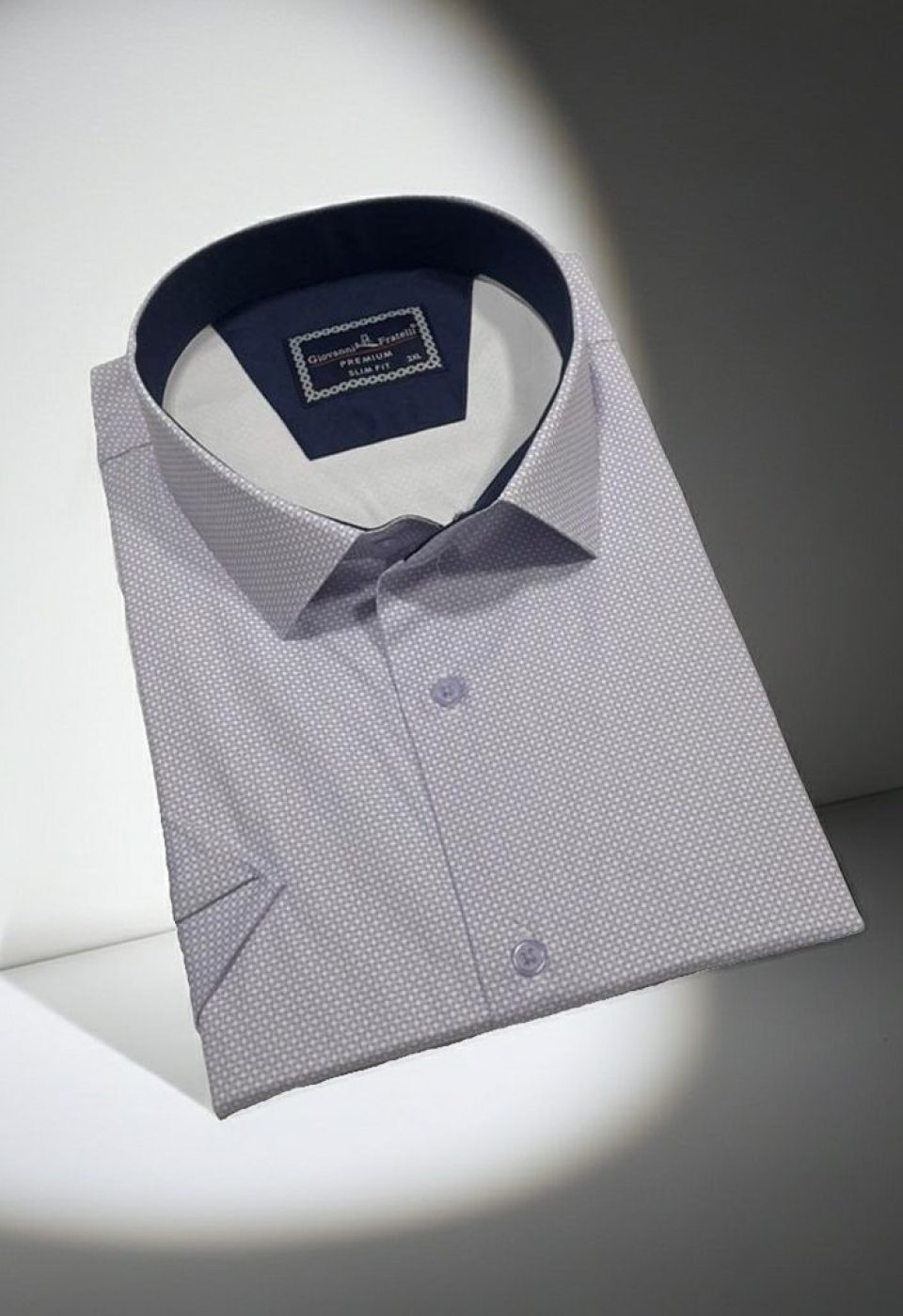 Büyük Beden Slim Fit Kısa Kol Desenli Renk Erkek Gömlek 4GMK313064003
