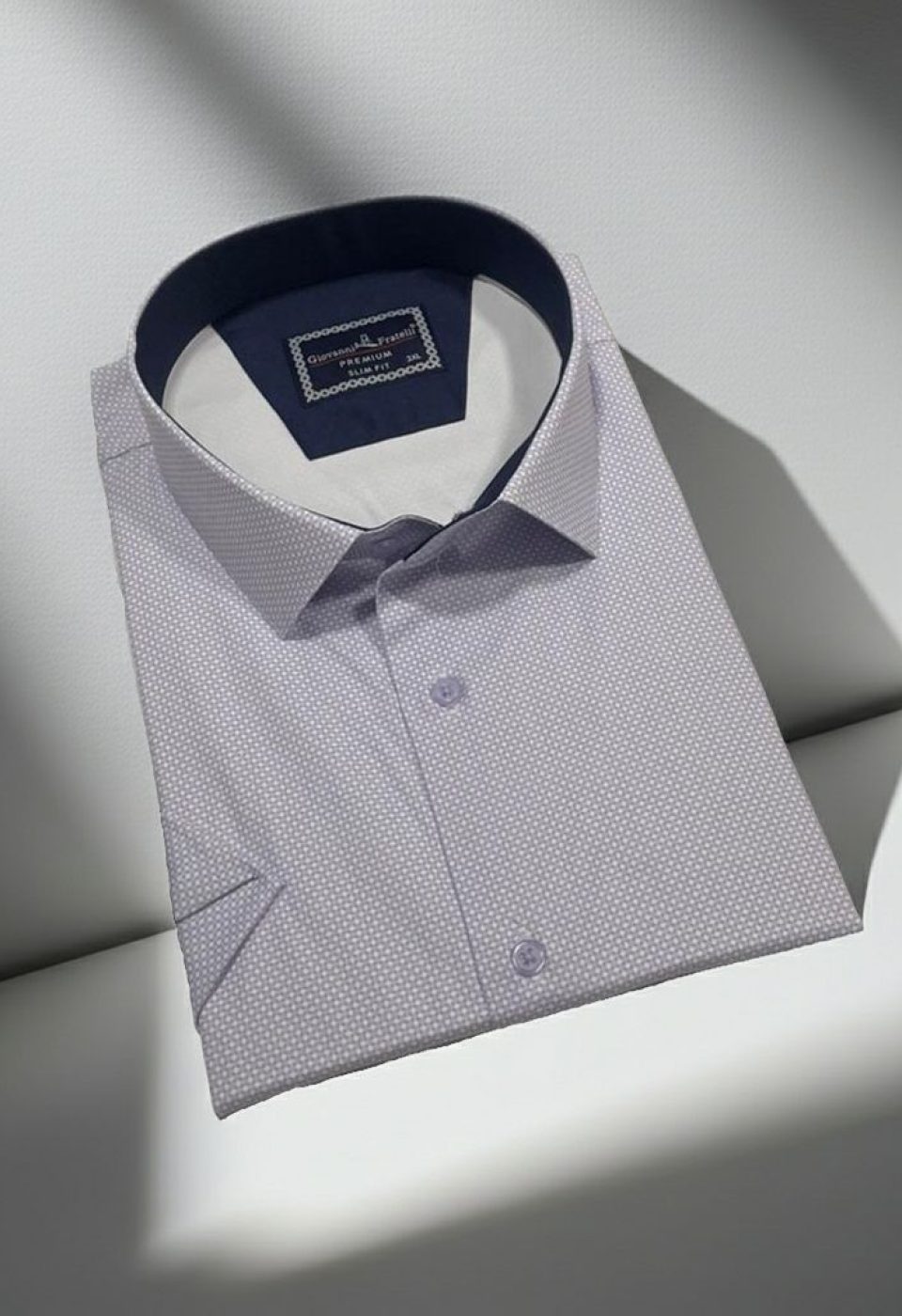 Büyük Beden Slim Fit Kısa Kol Desenli Renk Erkek Gömlek 4GMK313064003