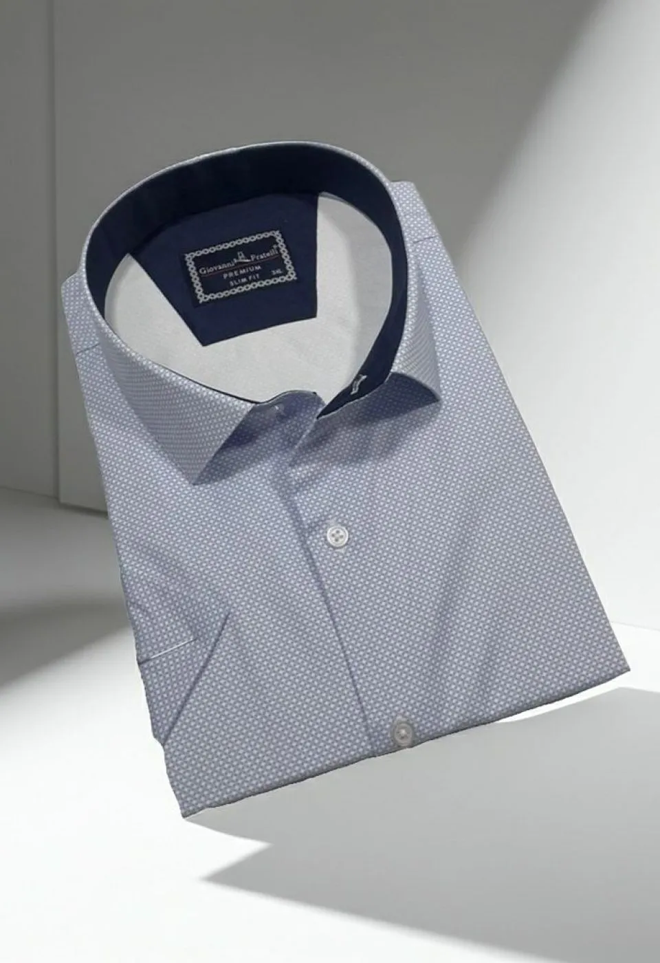 Büyük Beden Slim Fit Kısa Kol Desenli Erkek Gömlek 4GMK313064005