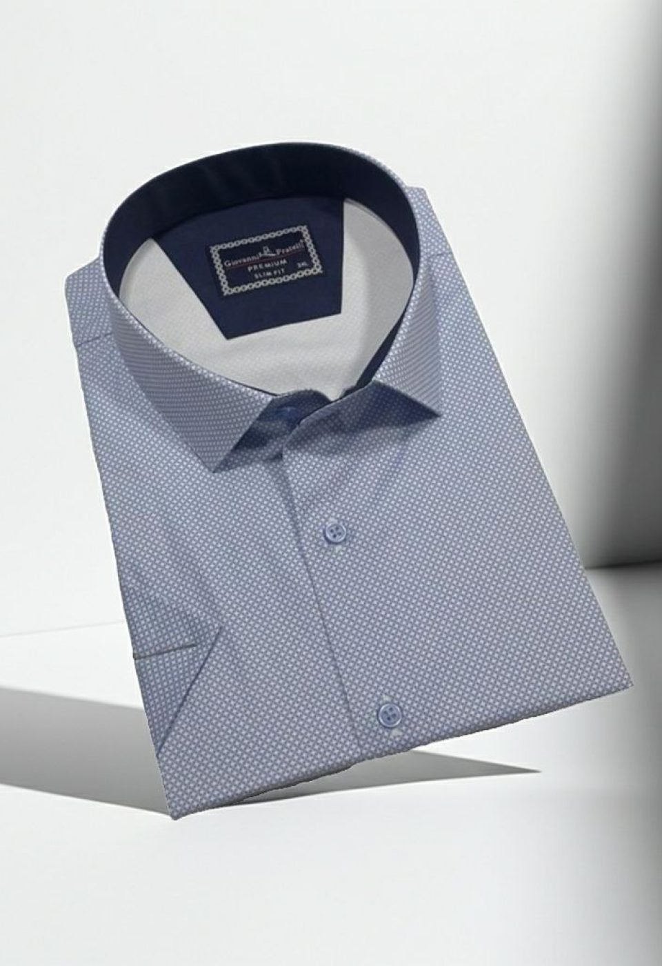Büyük Beden Slim Fit Kısa Kol Desenli Renk Erkek Gömlek 4GMK313064006