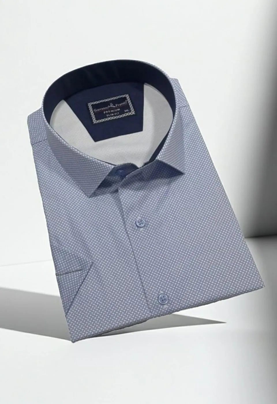 Büyük Beden Slim Fit Kısa Kol Desenli Erkek Gömlek 4GMK313064006