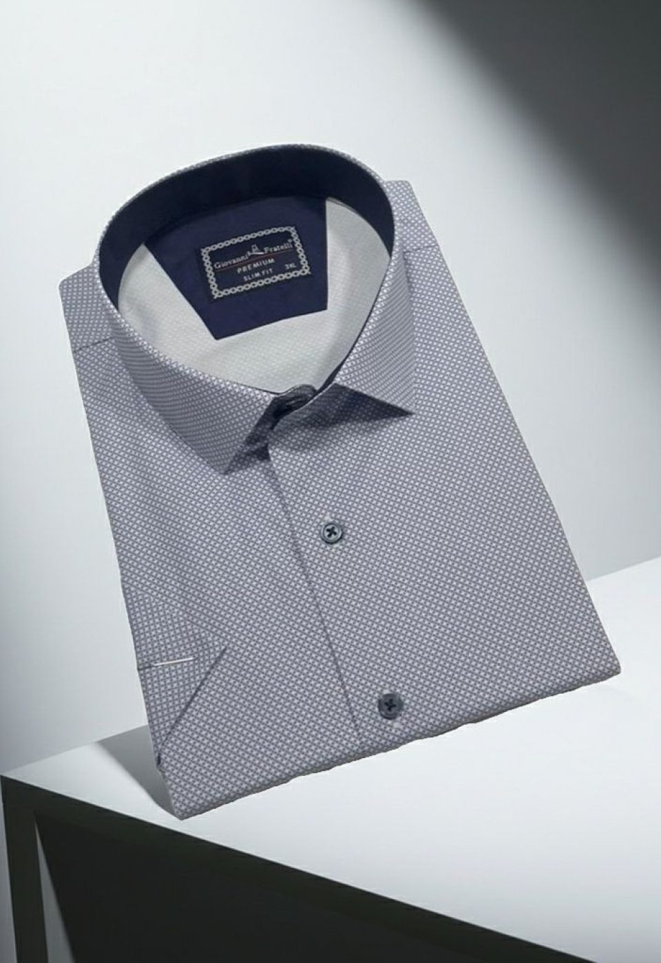 Büyük Beden Slim Fit Kısa Kol Desenli Renk Erkek Gömlek 4GMK313064007