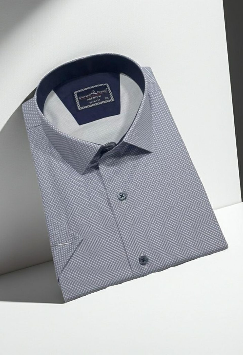 Büyük Beden Slim Fit Kısa Kol Desenli Renk Erkek Gömlek 4GMK313064007
