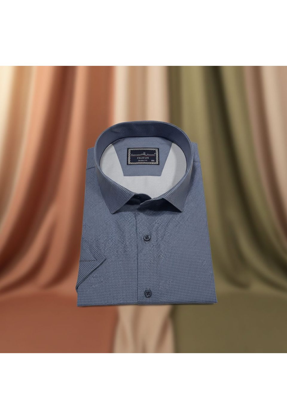 Büyük Beden Slim Fit Kısa Kol Desenli Saten Renk Erkek Gömlek 4GMK313065001 - Giovanni Fratelli