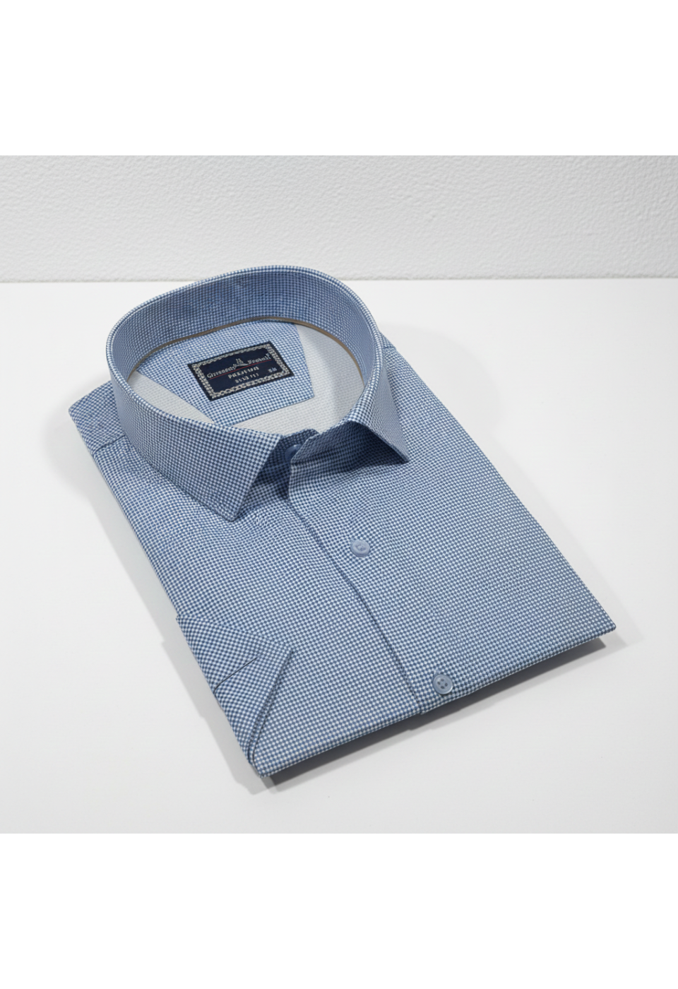 Büyük Beden Slim Fit Kısa Kol Desenli Saten Renk Erkek Gömlek 4GMK313065002 - Giovanni Fratelli