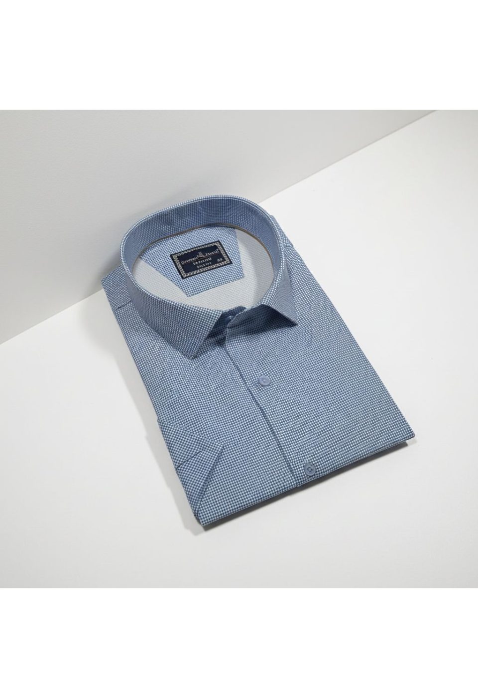 Büyük Beden Slim Fit Kısa Kol Desenli Saten Renk Erkek Gömlek 4GMK313065002 - Giovanni Fratelli
