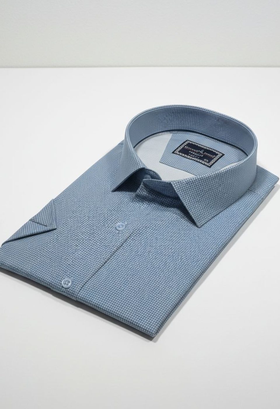 Büyük Beden Slim Fit Kısa Kol Desenli Saten Renk Erkek Gömlek 4GMK313065003