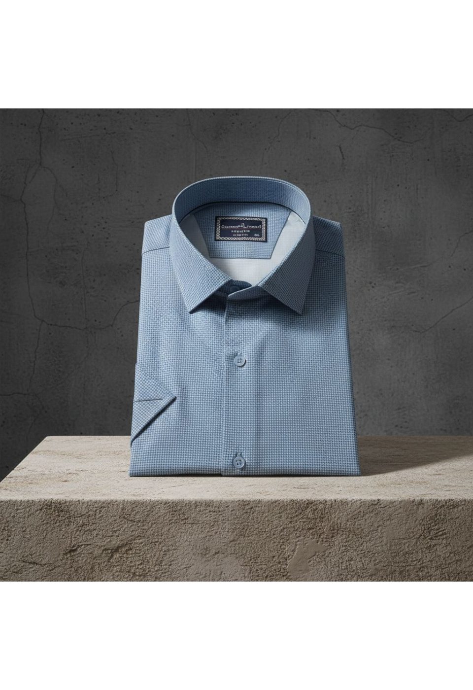 Büyük Beden Slim Fit Kısa Kol Desenli Saten Renk Erkek Gömlek 4GMK313065003 - Giovanni Fratelli