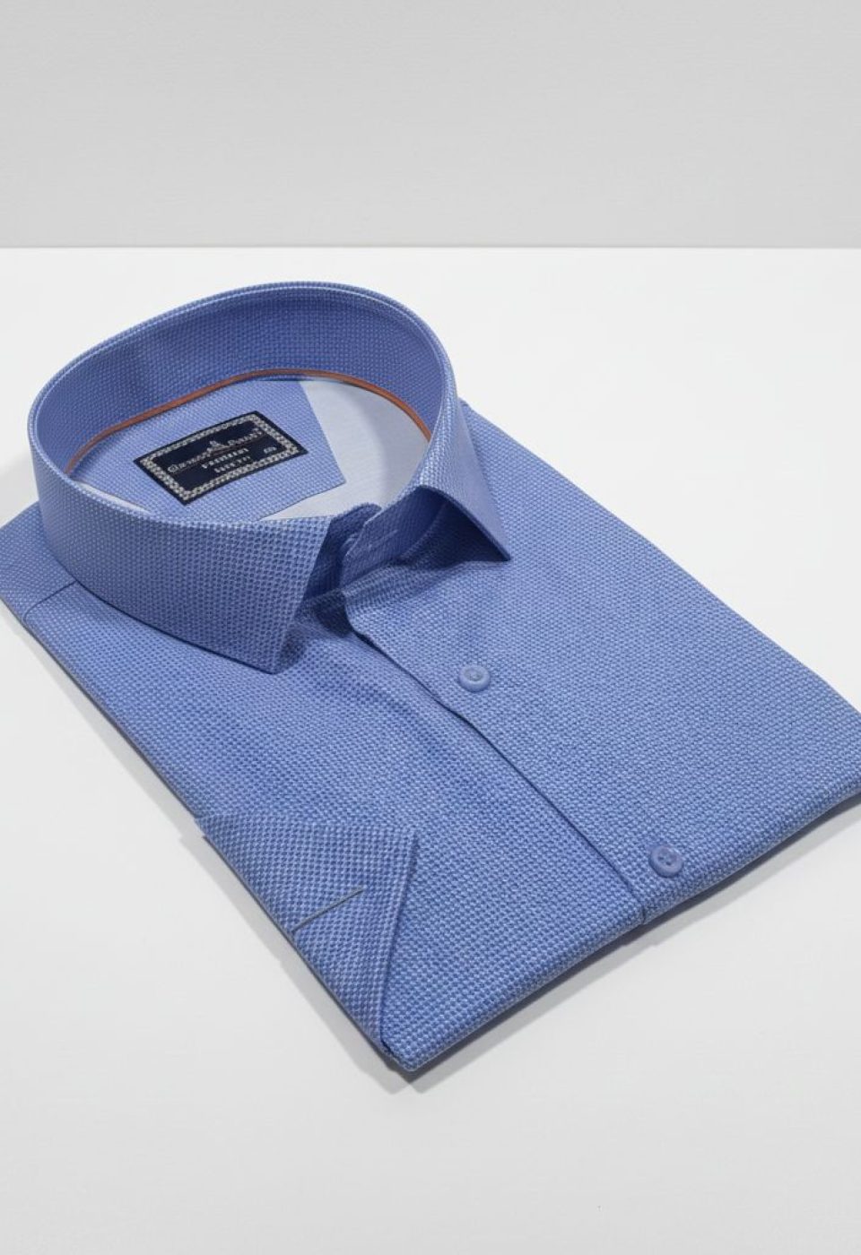 Büyük Beden Slim Fit Kısa Kol Desenli Saten Renk Erkek Gömlek 4GMK313065004 - Giovanni Fratelli