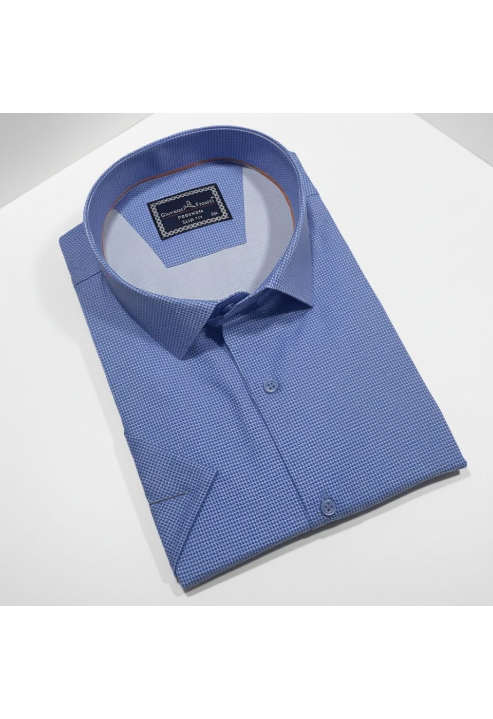 Büyük Beden Slim Fit Kısa Kol Desenli Saten Renk Erkek Gömlek 4GMK313065004 - Giovanni Fratelli