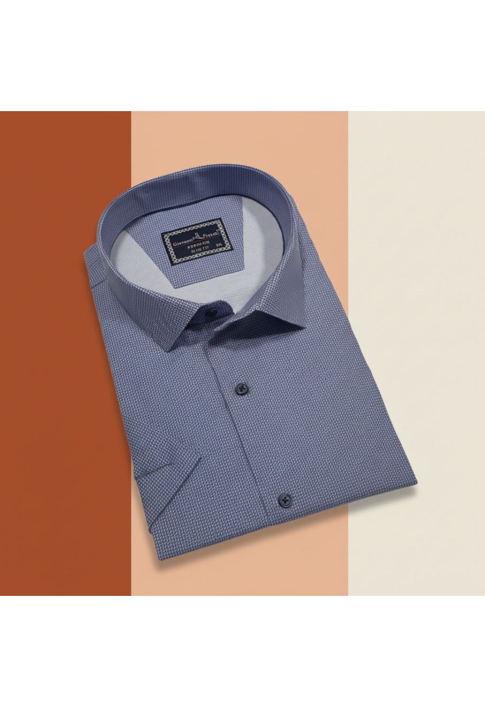 Büyük Beden Slim Fit Kısa Kol Desenli Saten Renk Erkek Gömlek 4GMK313065005 - Giovanni Fratelli