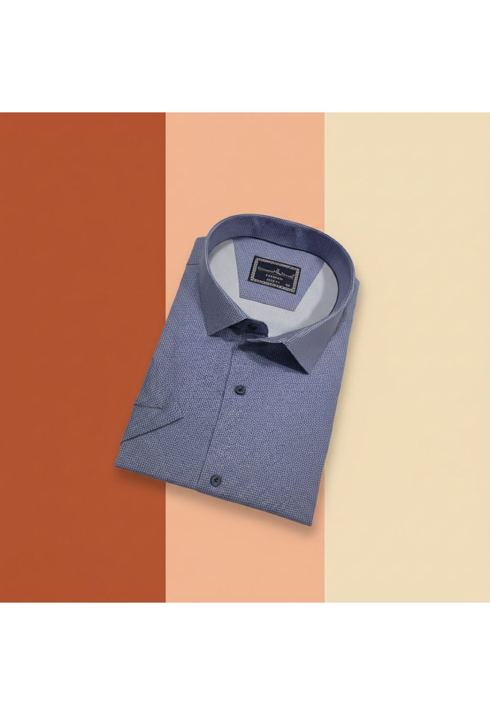 Büyük Beden Slim Fit Kısa Kol Desenli Saten Renk Erkek Gömlek 4GMK313065005 - Giovanni Fratelli