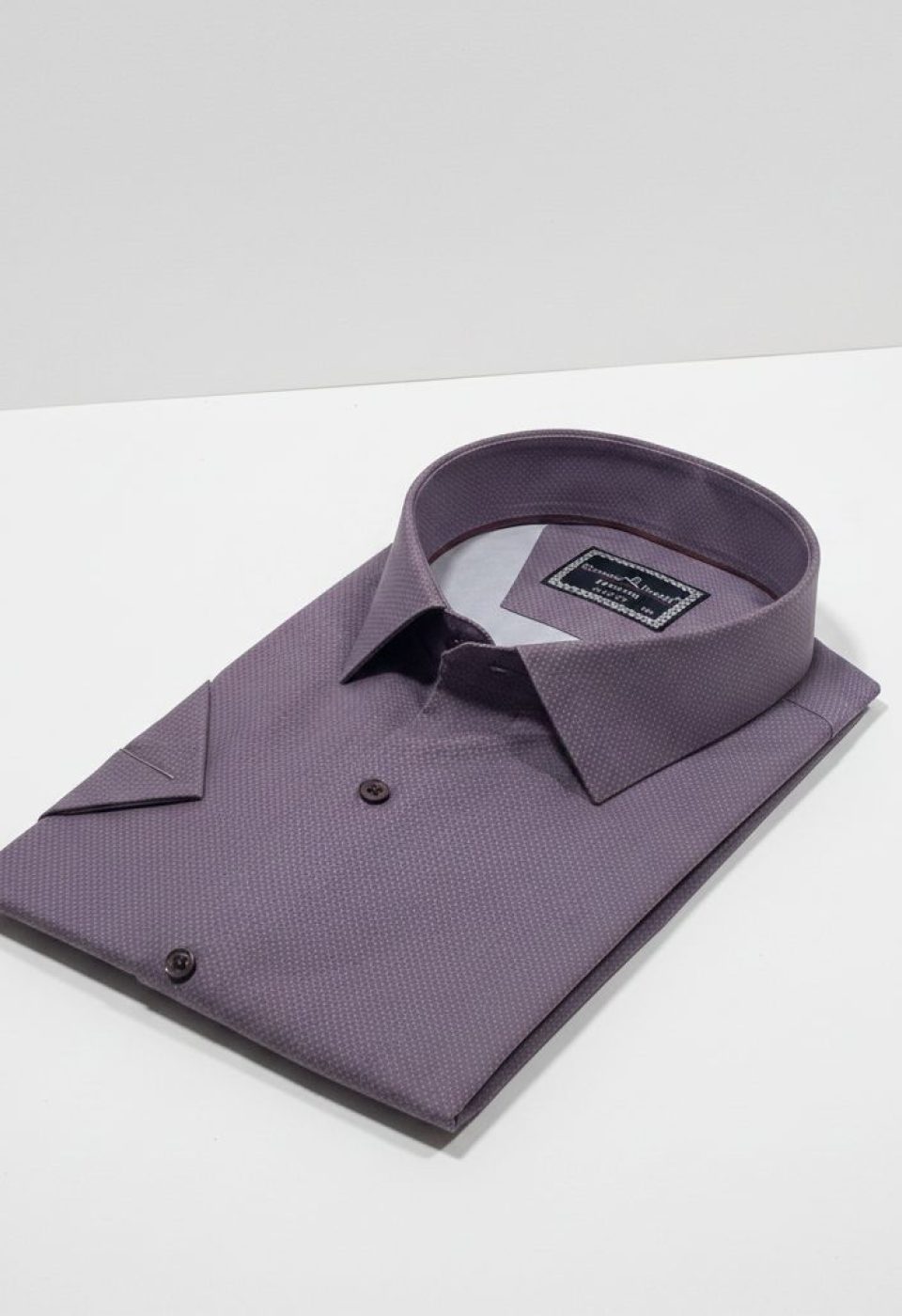 Büyük Beden Slim Fit Kısa Kol Desenli Saten Renk Erkek Gömlek 4GMK313065006