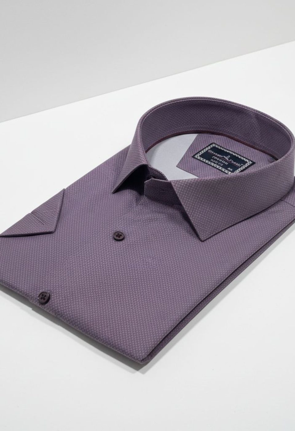 Büyük Beden Slim Fit Kısa Kol Desenli Saten Renk Erkek Gömlek 4GMK313065006