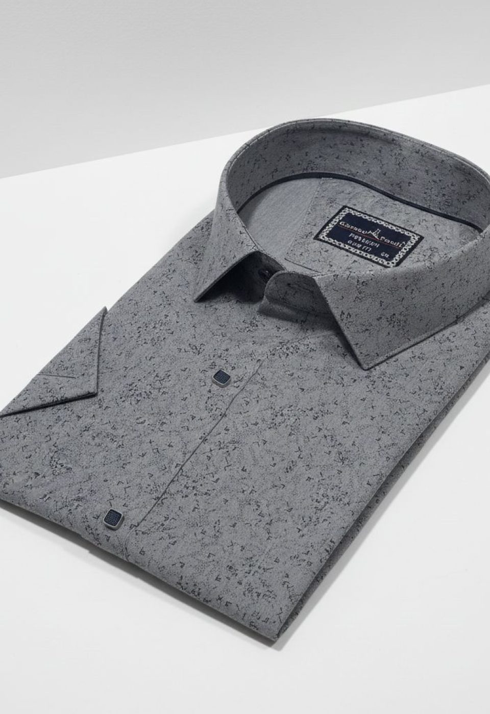 Büyük Beden Slim Fit Kısa Kol Desenli Erkek Gömlek 4GMK313066001