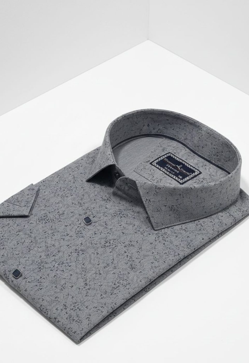Büyük Beden Slim Fit Kısa Kol Desenli Erkek Gömlek 4GMK313066001