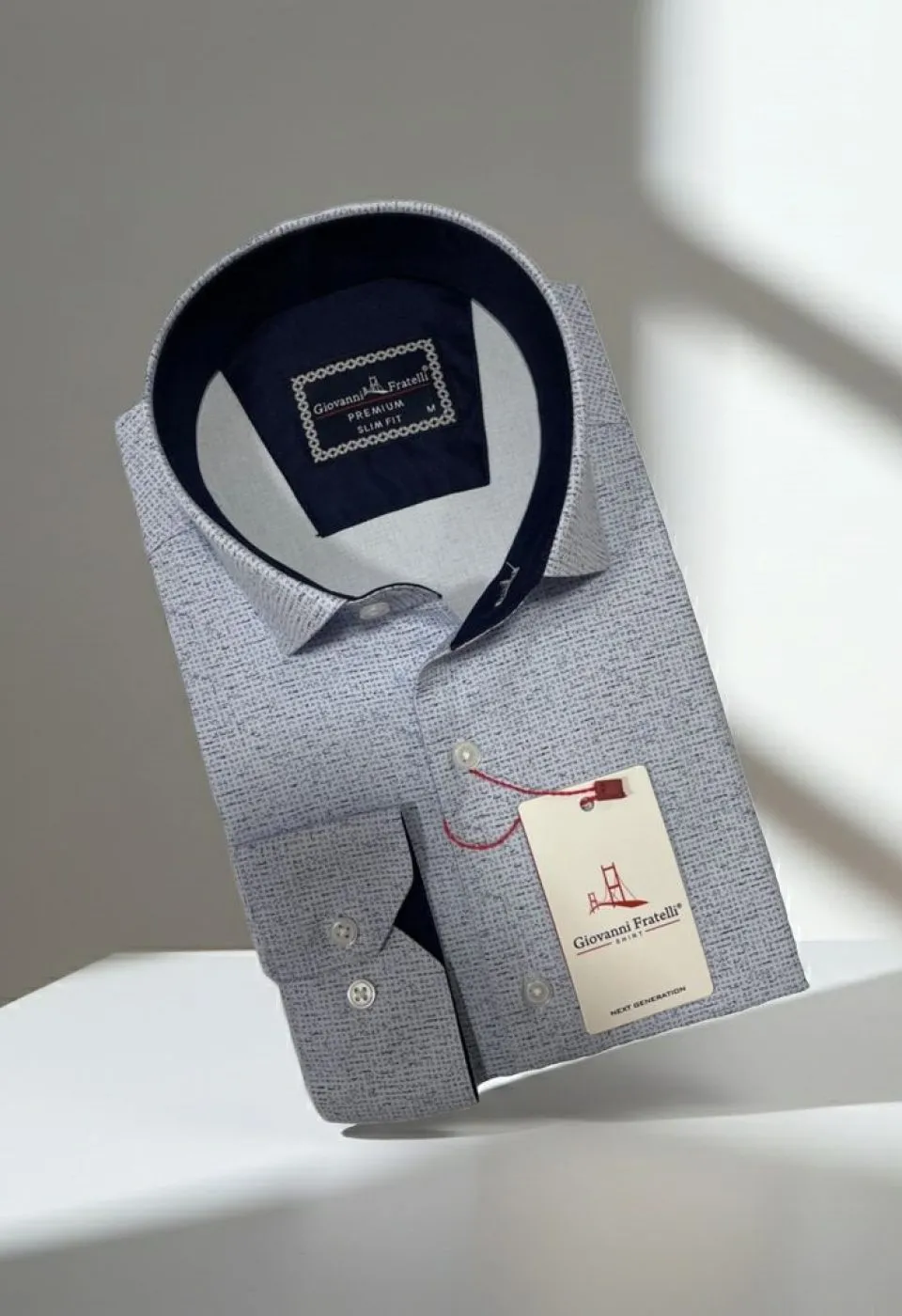 Slim Fit Uzun Kol Desenli Erkek Gömlek 3GMK314102003