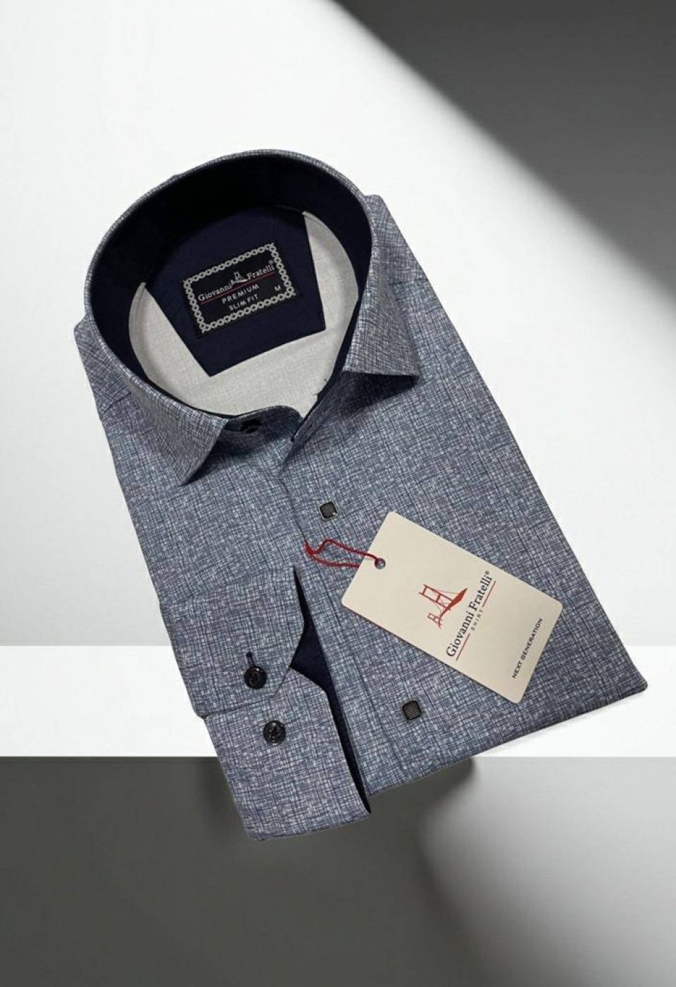 Slim Fit Uzun Kol Desenli Erkek Gömlek 3GMK314103012