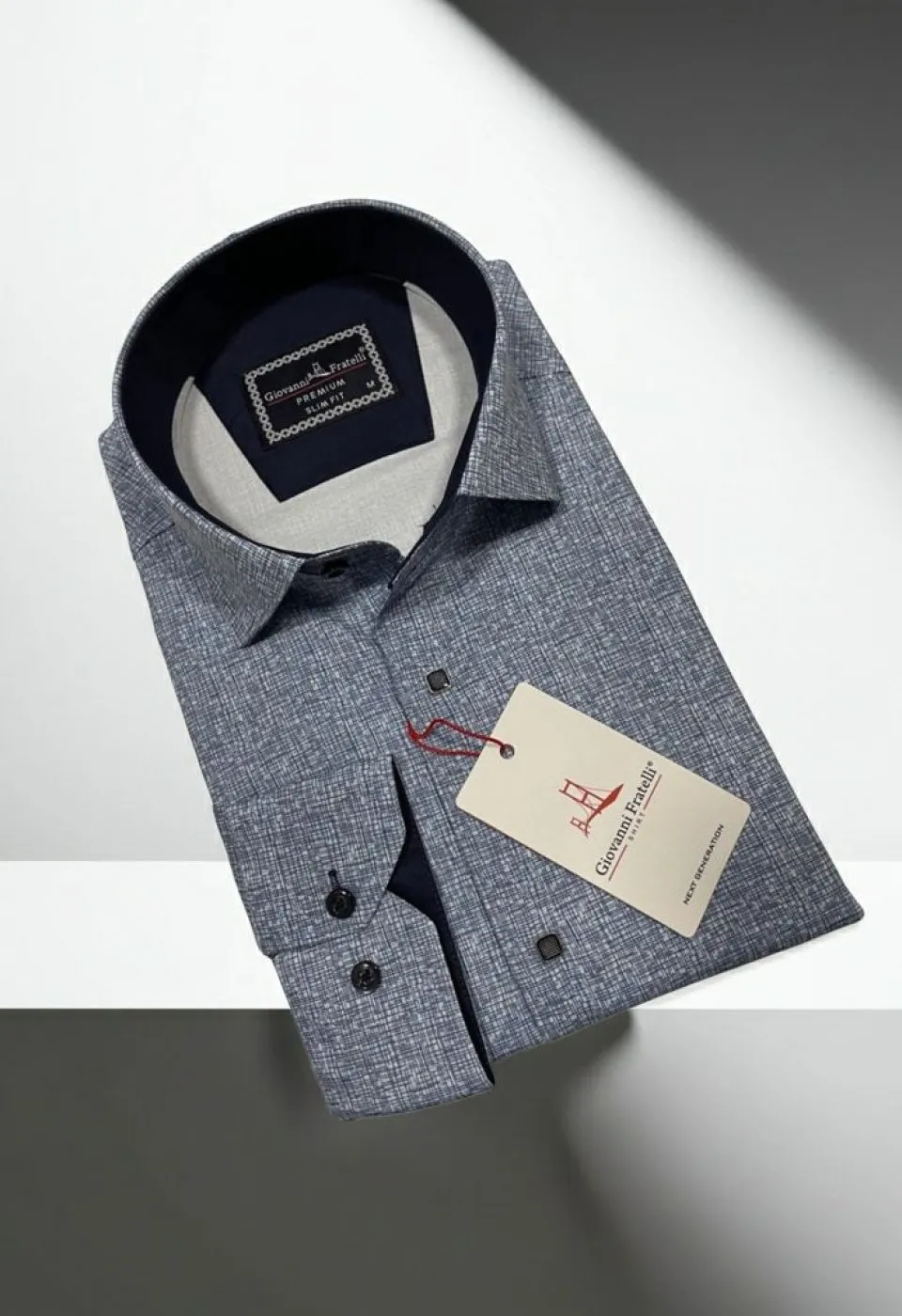 Slim Fit Uzun Kol Desenli Erkek Gömlek 3GMK314103012