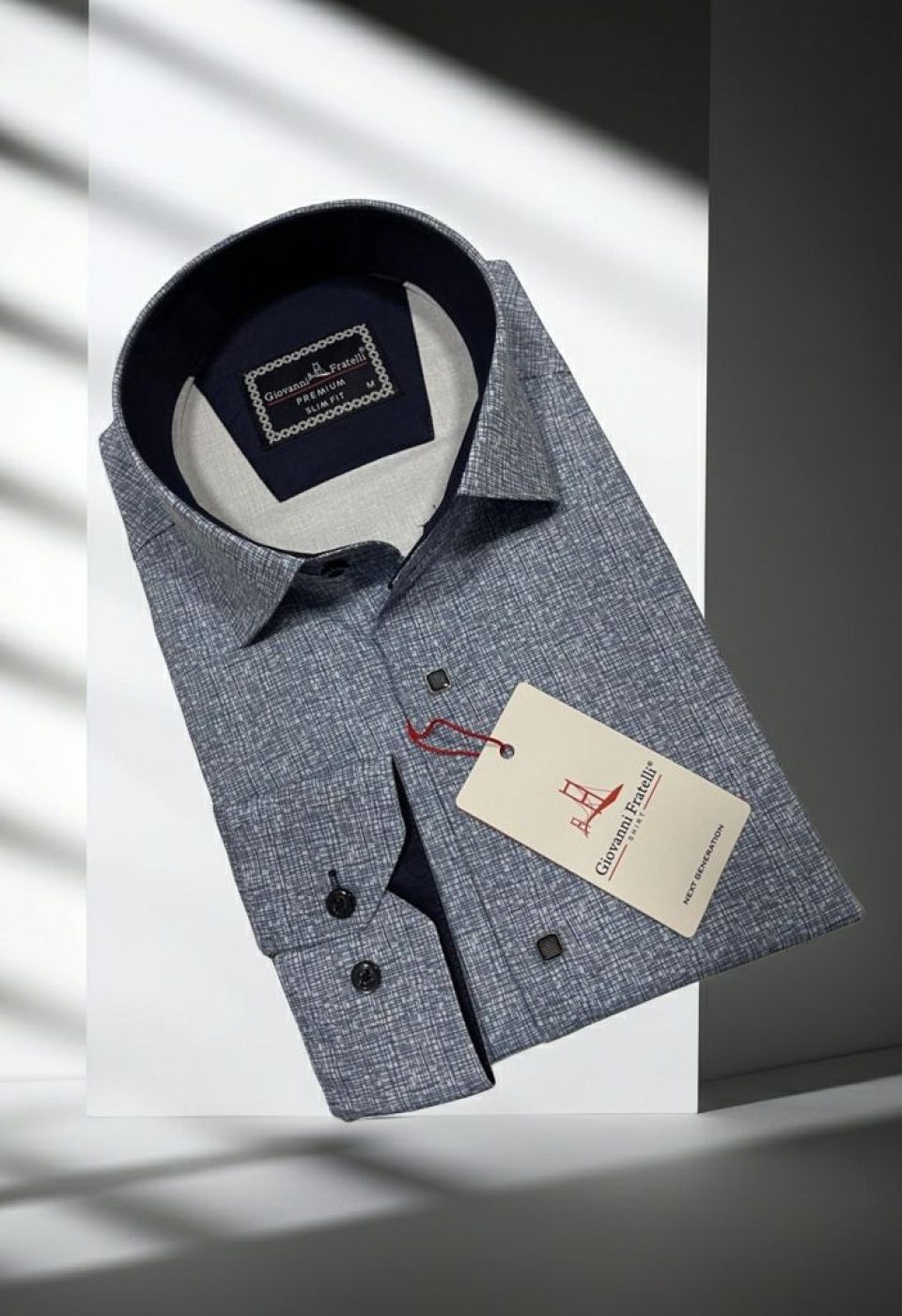 Slim Fit Uzun Kol Desenli Erkek Gömlek 3GMK314103012 - Giovanni Fratelli