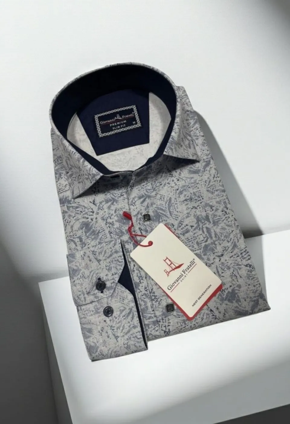 Slim Fit Uzun Kol Desenli Erkek Gömlek 3GMK314104001
