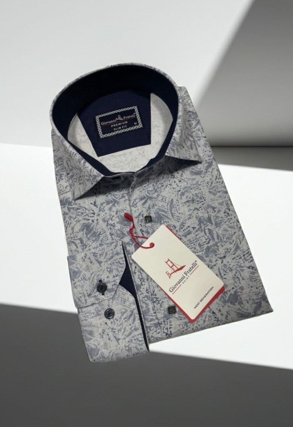 Slim Fit Uzun Kol Desenli Erkek Gömlek 3GMK314104001