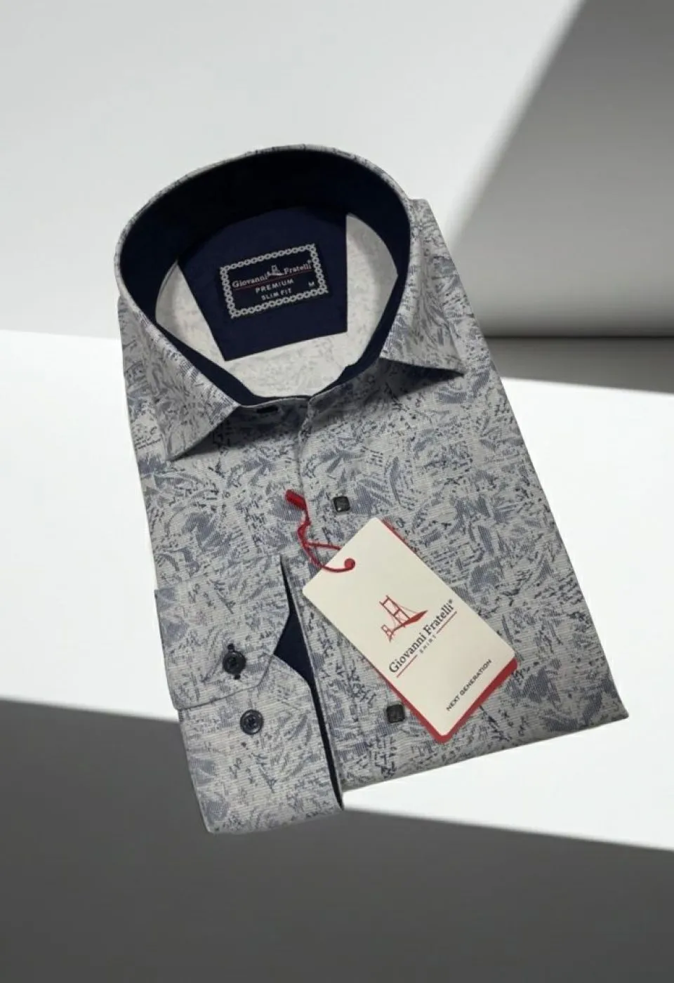 Slim Fit Uzun Kol Desenli Erkek Gömlek 3GMK314104001