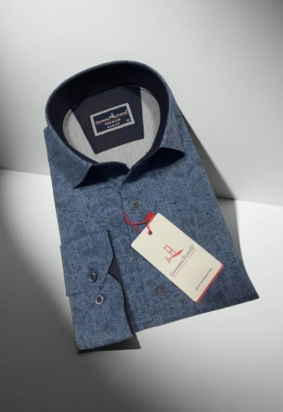 Slim Fit Uzun Kol Desenli Erkek Gömlek 3GMK314104002